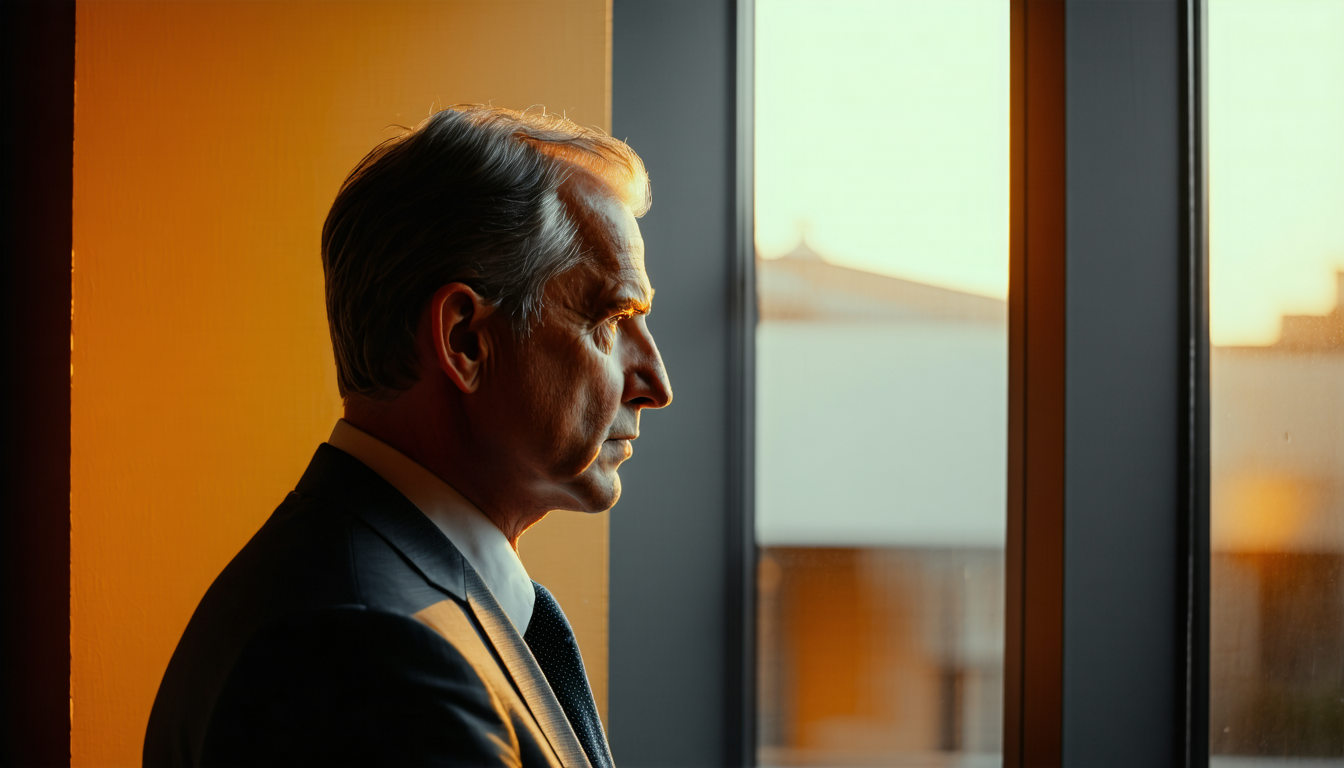 Dirigeant en réflexion, lumière naturelle